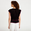 Blouse droite sans manches pliss&eacute;e noir femme