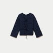 Gilet droit col v manches longues bleu marine femme