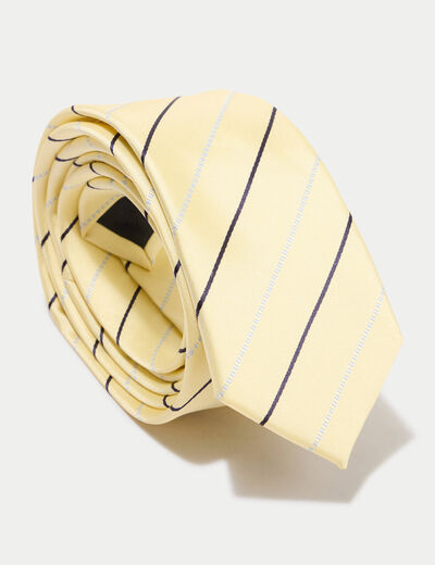 Cravate satin&eacute;e jaune pastel femme