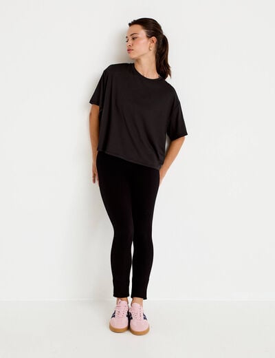 Leggings taille haute sans couture noir femme
