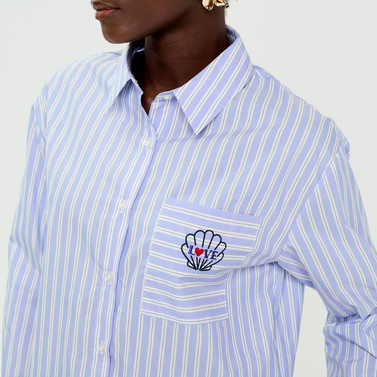 Chemise ray&eacute;e blanc femme