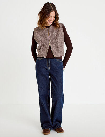 Veste sans manches effet polaire sable femme