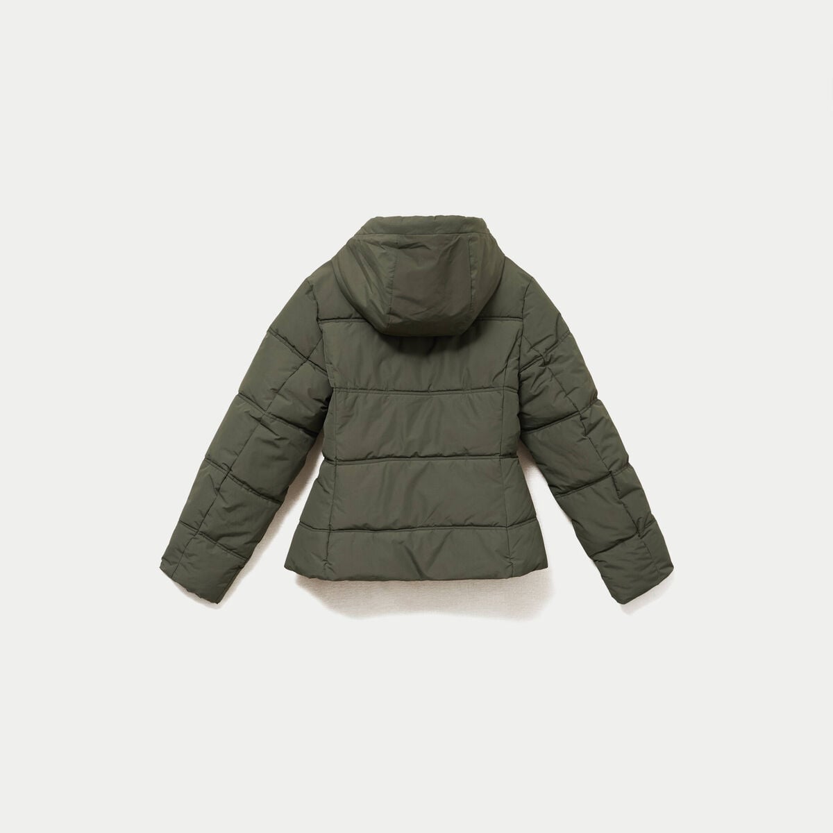 Doudoune cintr&eacute;e &agrave; capuche vert kaki femme