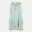 Jupe longue &eacute;vas&eacute;e satin vert pastel femme