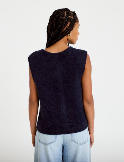 Gilet sans manches bleu marine femme
