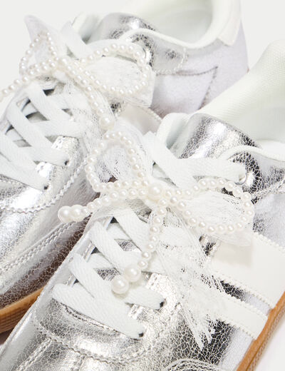 Basket gris argent femme