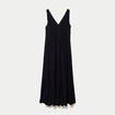 Robe longue &eacute;vas&eacute;e col v sans manches noir femme