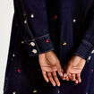 Robe courte droite en jean brod&eacute;e bleu marine femme