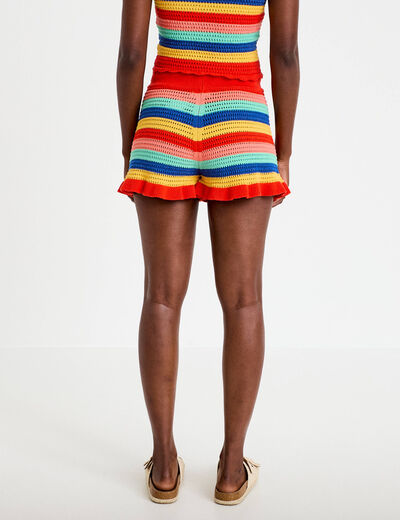 Short crochet rouge femme
