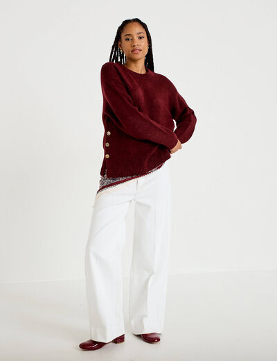 Pull manches longues bordeaux femme