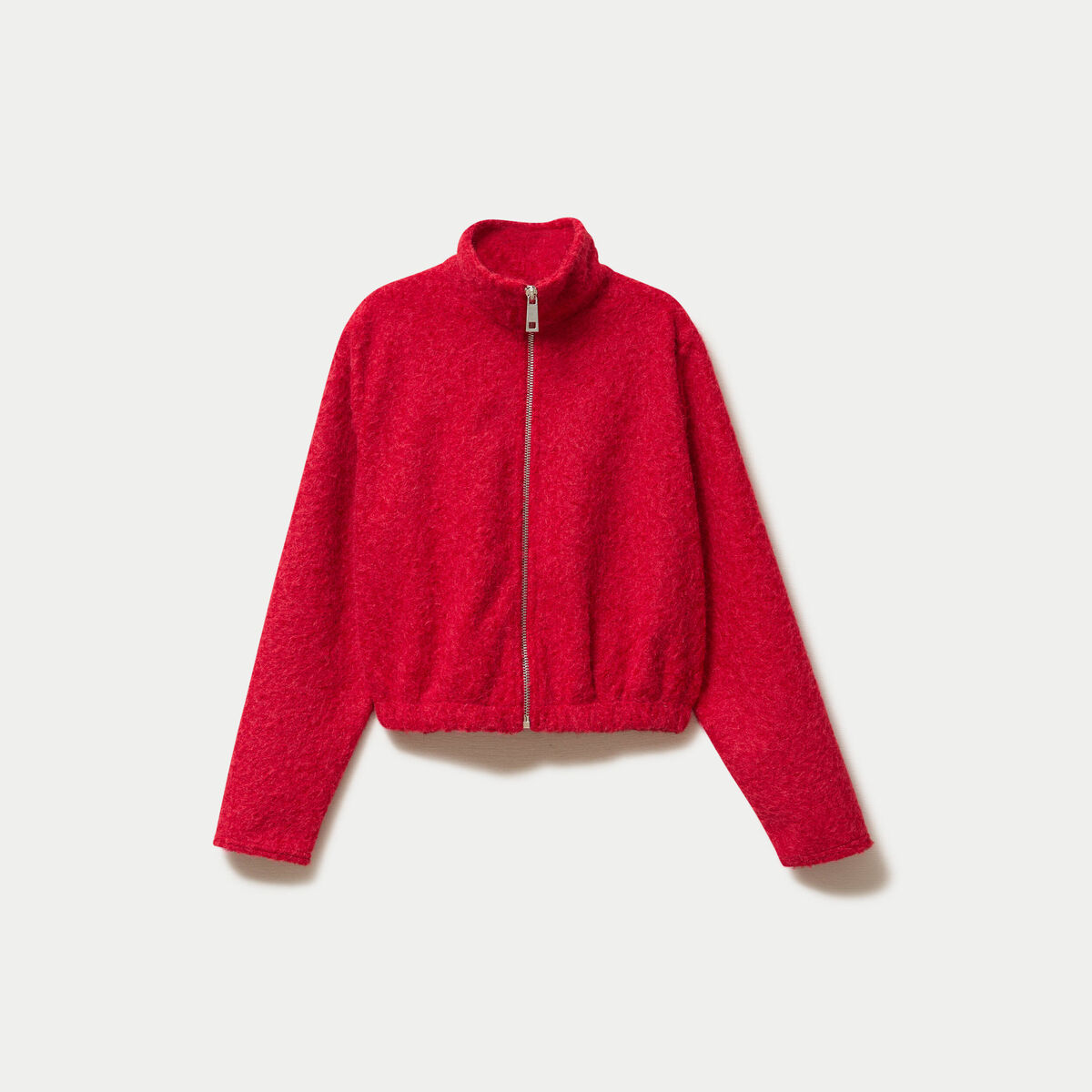 Veste zipp&eacute;e effet polaire rouge femme