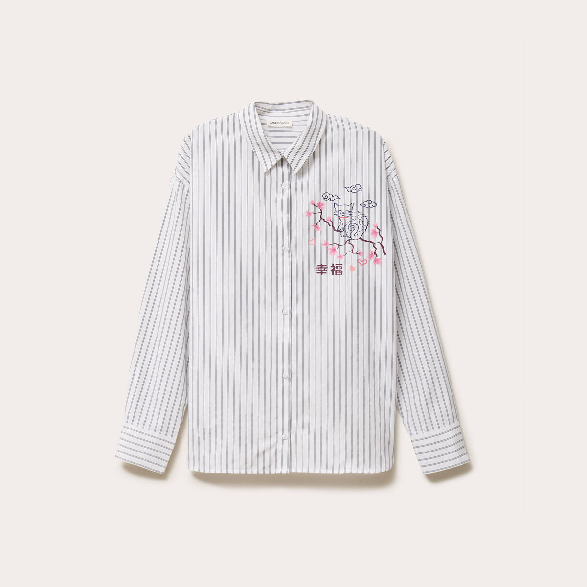 Chemise col chemise manches longues blanc femme