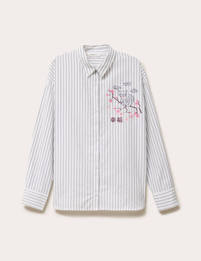 Chemise col chemise manches longues blanc femme
