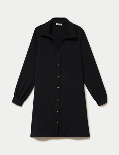 Robe courte &eacute;vas&eacute;e boutons coeur noir femme