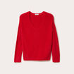 Pull col v manches longues rouge femme