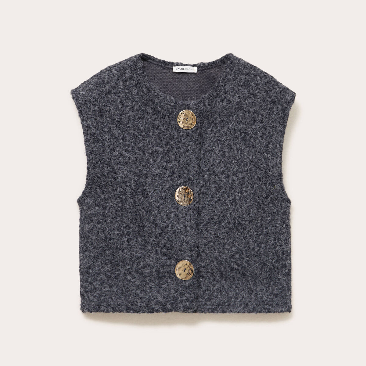 Gilet sans manches effet polaire gris fonc&eacute; femme