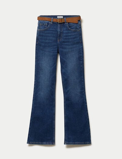 Jean bootcut avec ceinture amovible denim stone femme
