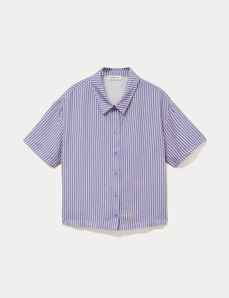 Chemise manches courtes bleu femme