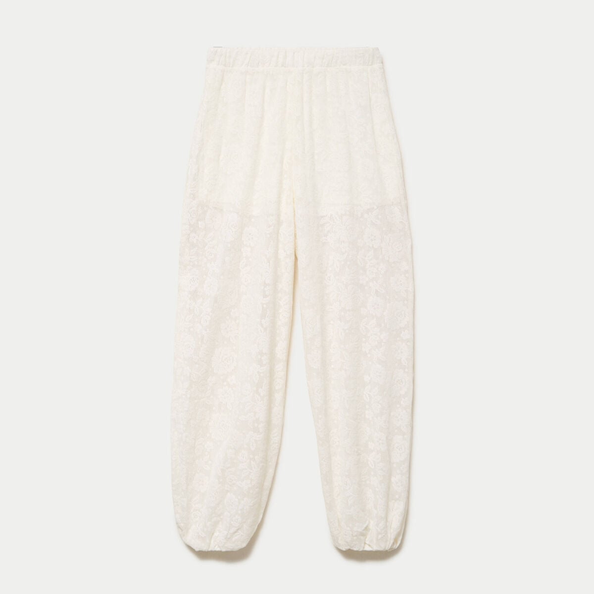 Pantalon bouffant taille standard ecru femme