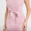 Robe droite 3/4 col v fines bretelles rose clair femme