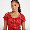 Robe longue &eacute;vas&eacute;e col carr&eacute; rouge femme