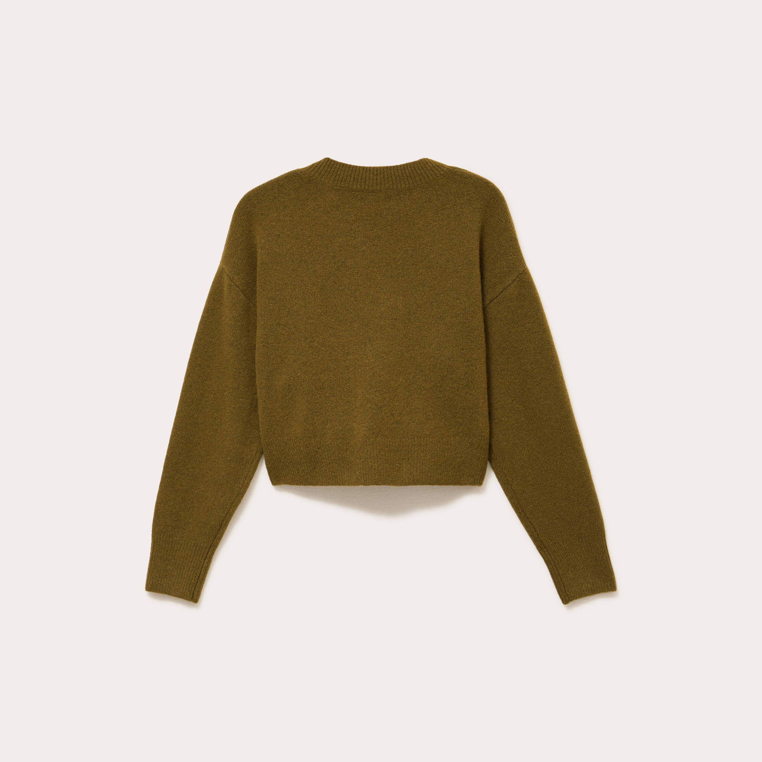 Gilet court nou&eacute; vert olive femme