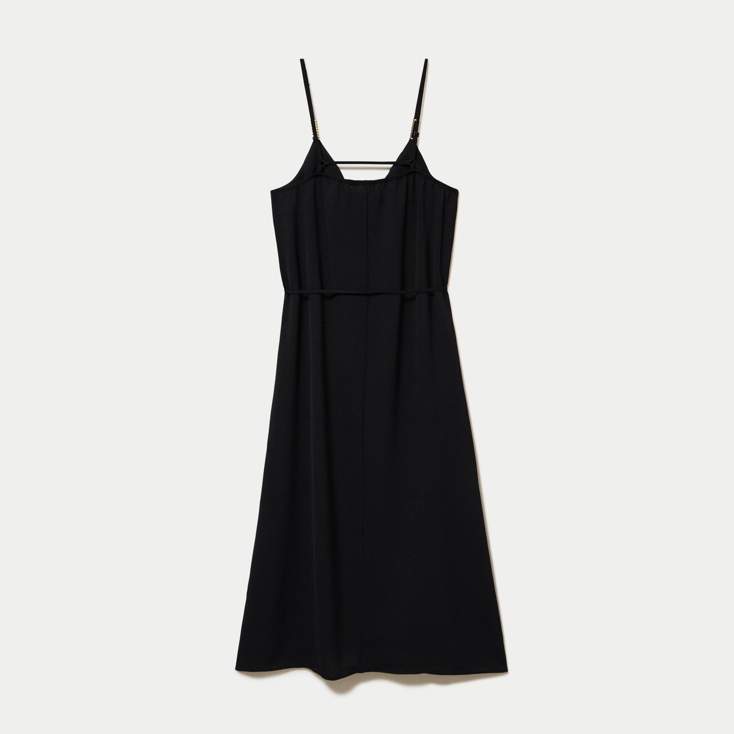 Robe longue &eacute;vas&eacute;e &agrave; fines bretelles noir femme