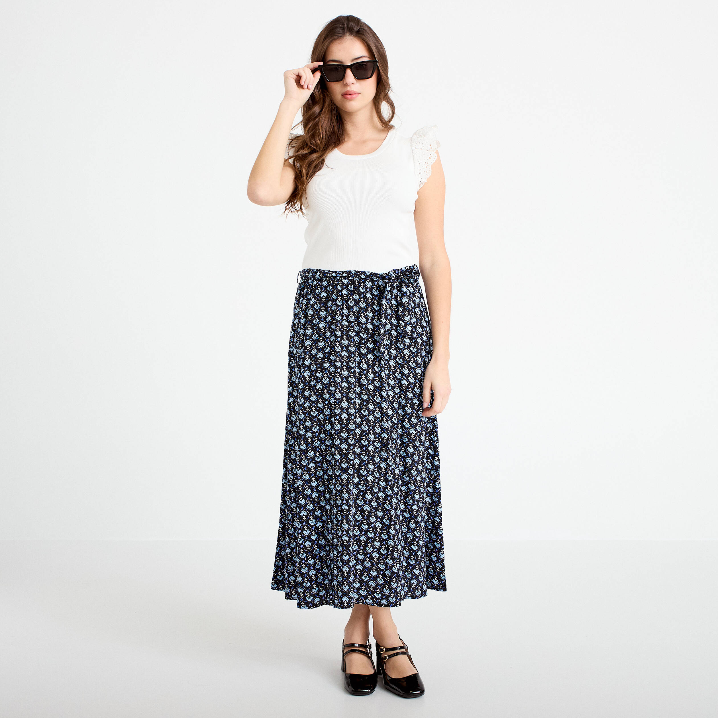 Robe bi-mati&egrave;re cintr&eacute;e noir femme