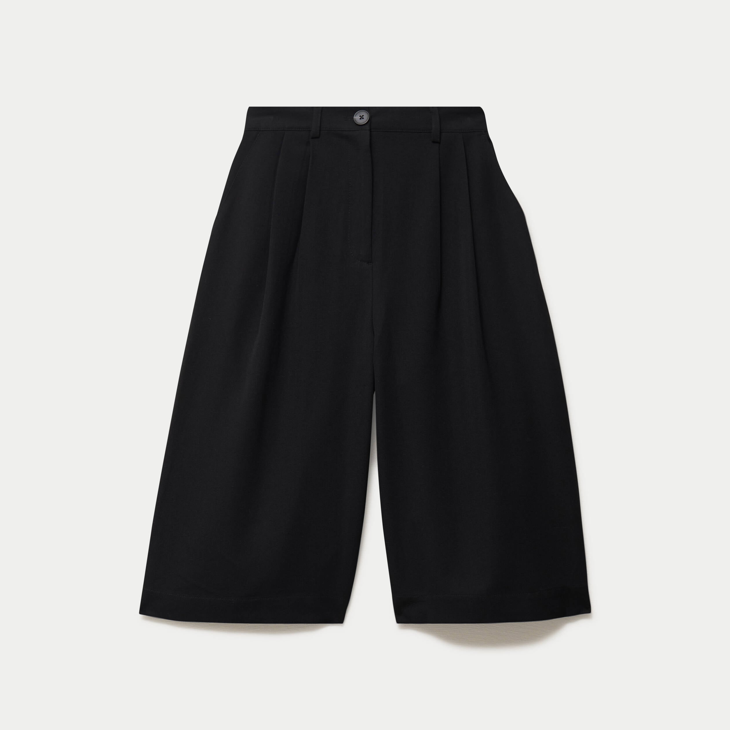 Bermuda large taille haute noir femme