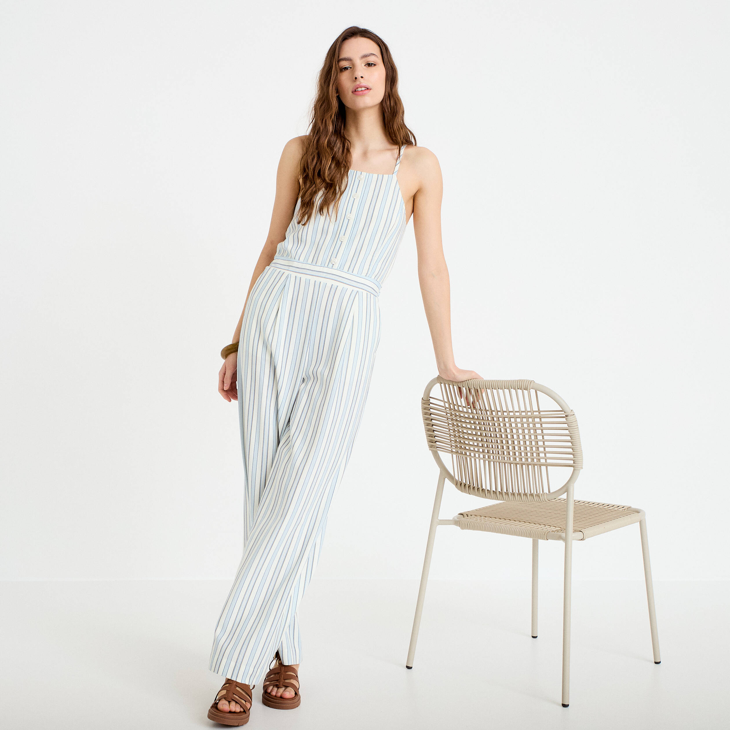 Combinaison large col am&eacute;ricain blanc femme