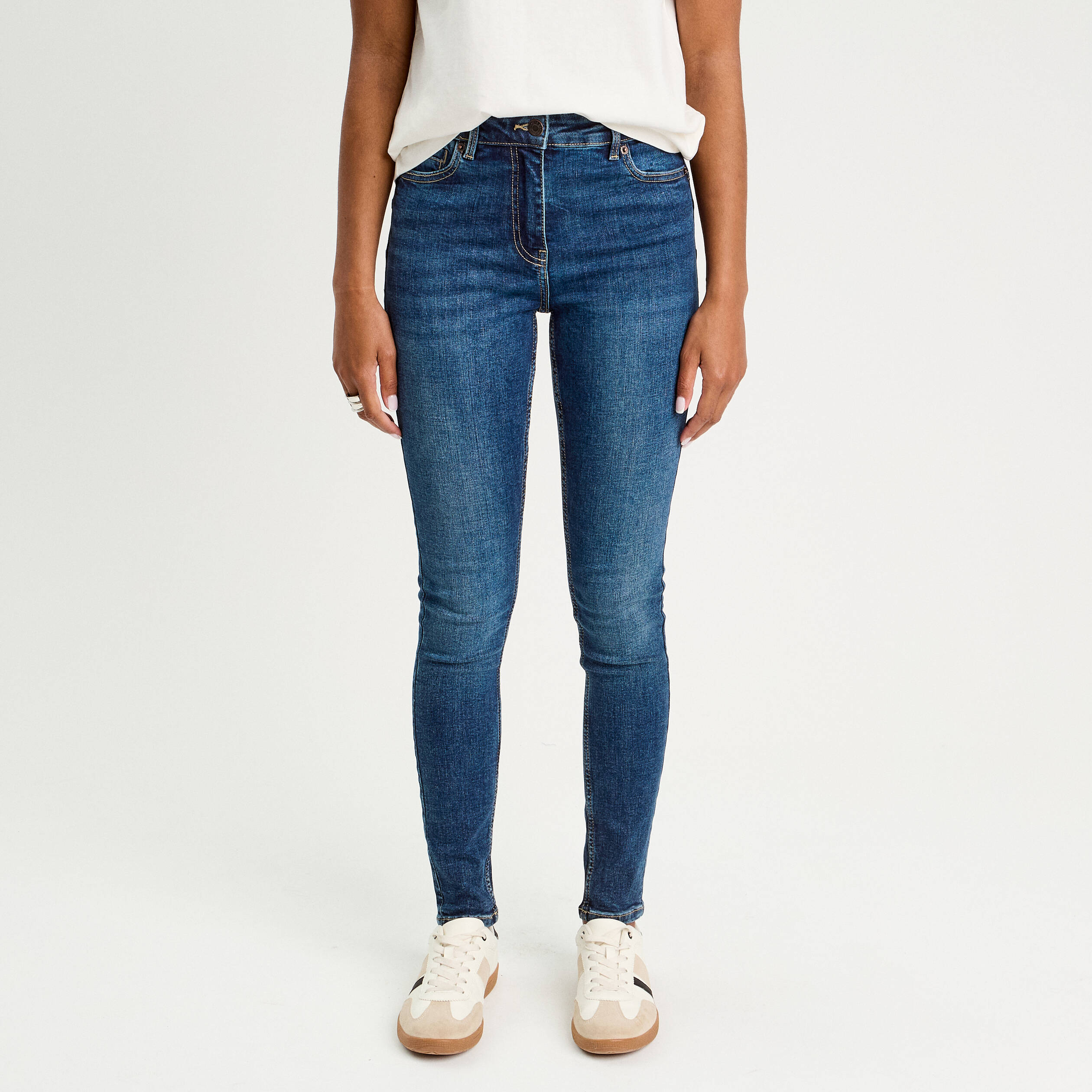 Jean skinny push-up taille standard denim stone femme