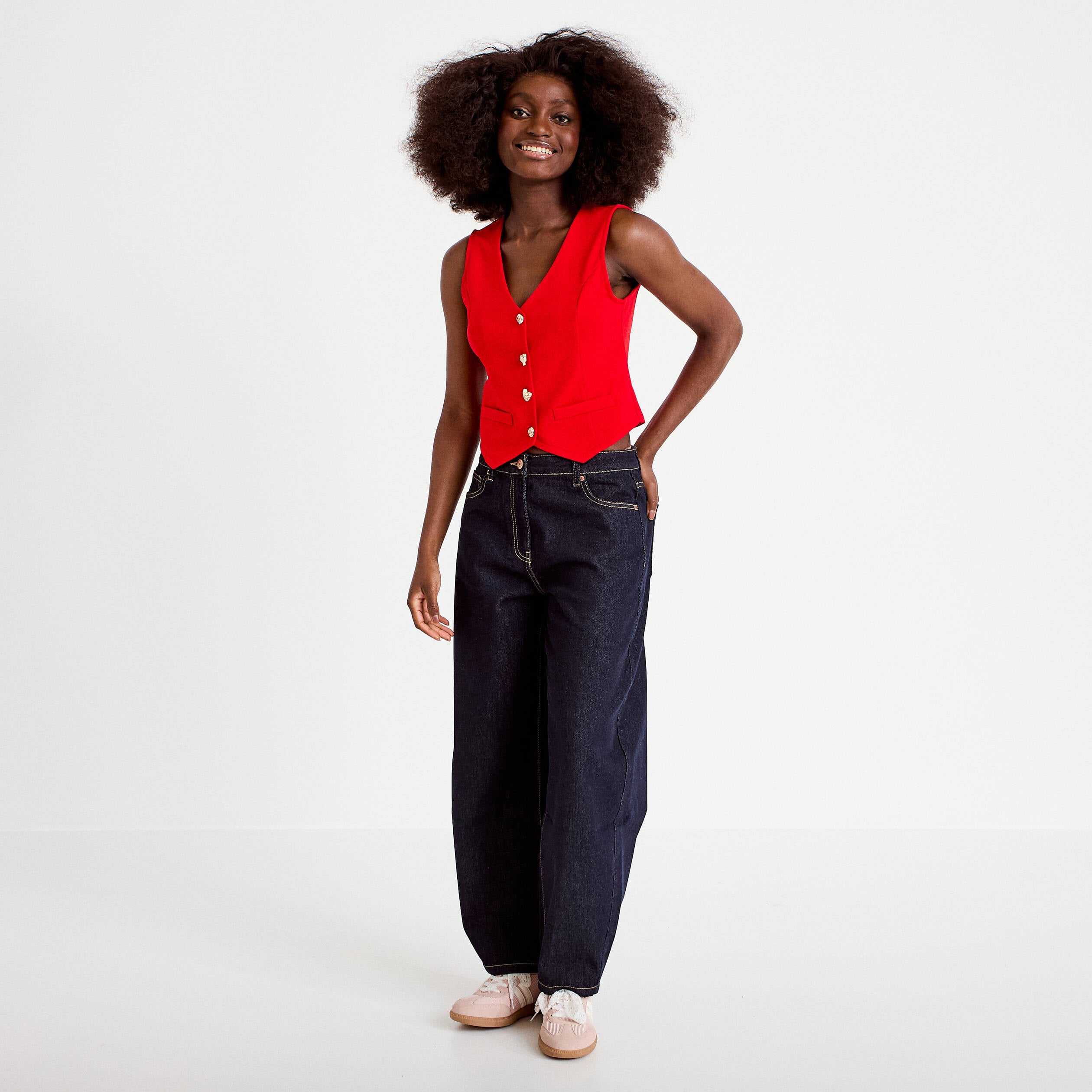 Gilet sans manches rouge femme
