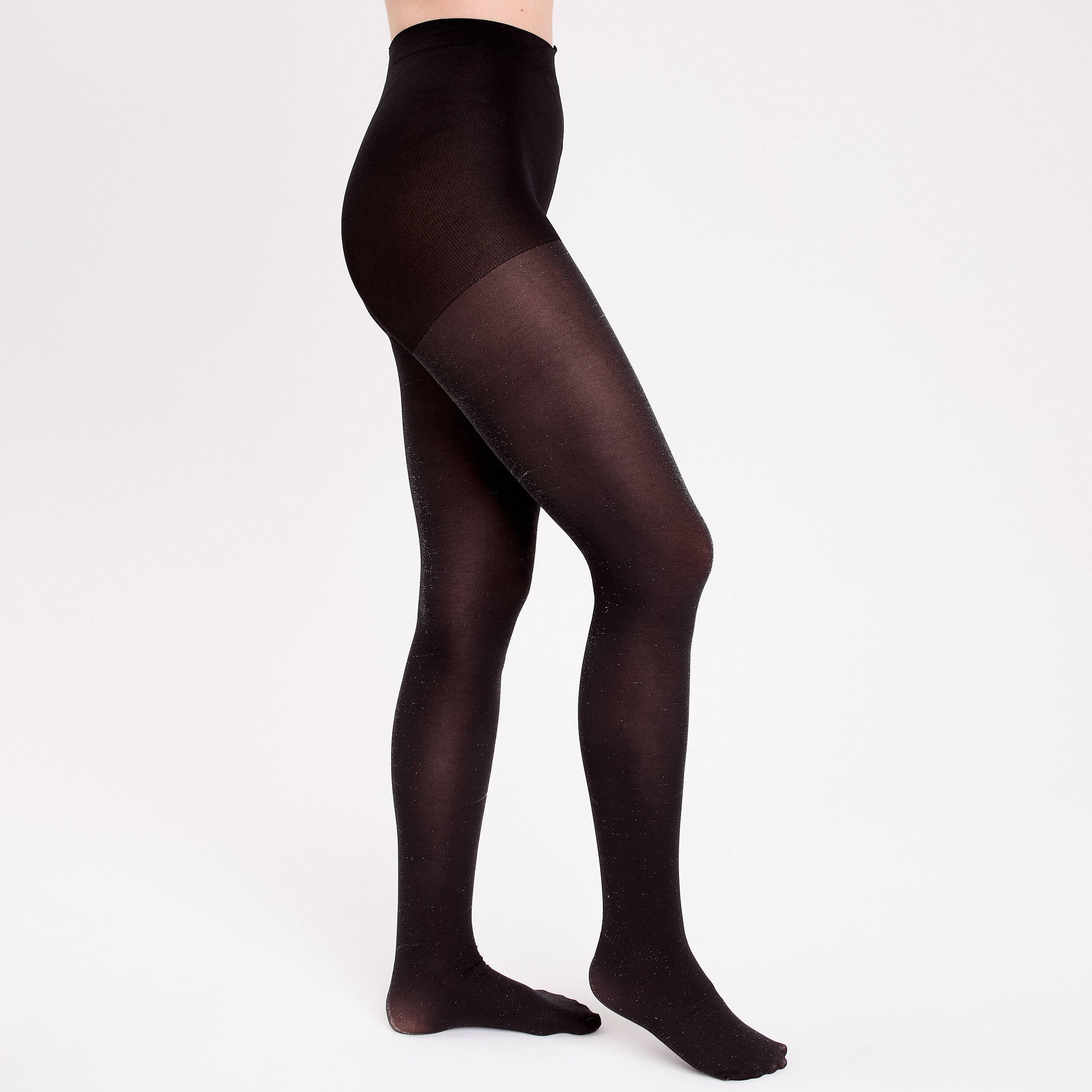 Collants fils m&eacute;tallis&eacute;s noir femme