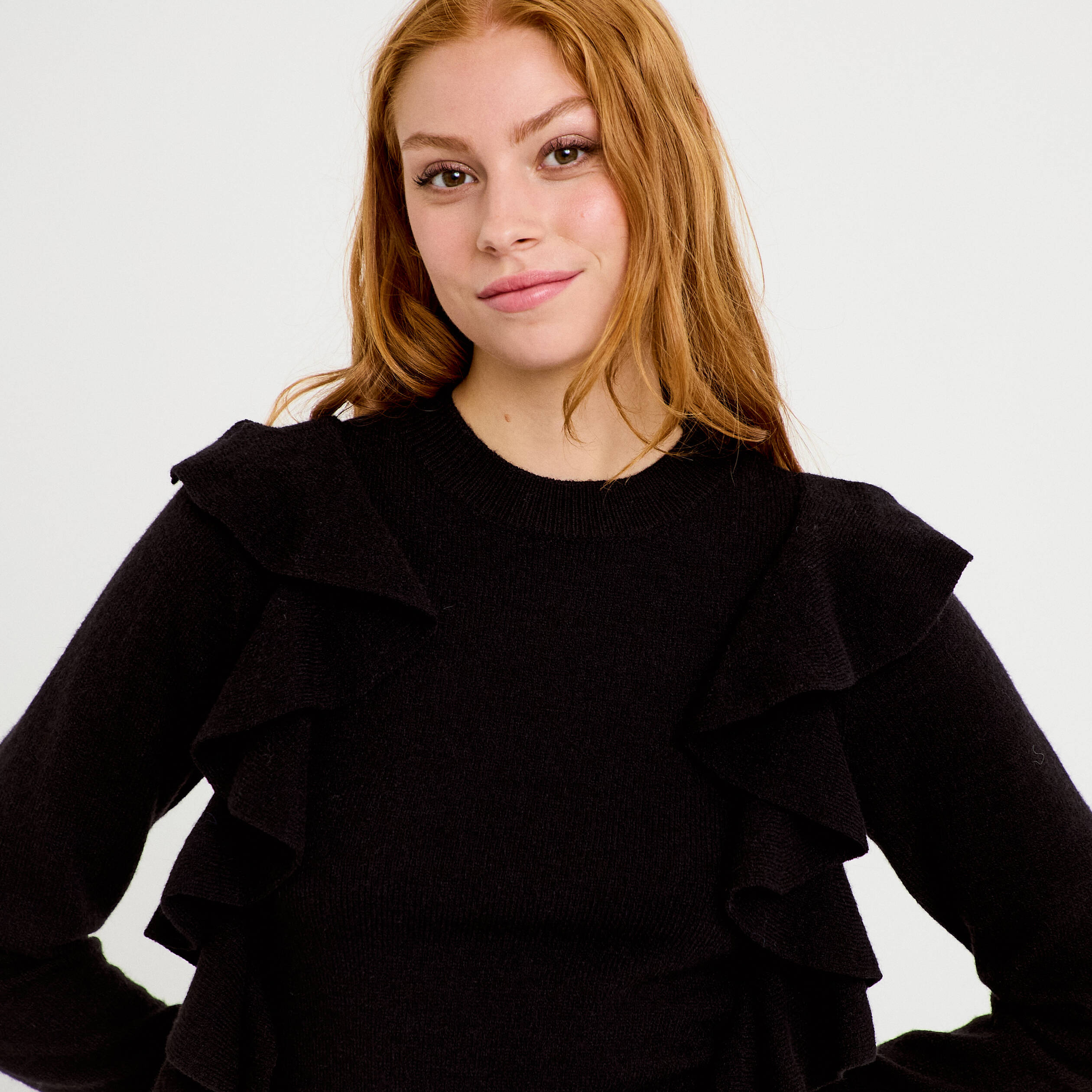 Pull manches longues noir femme