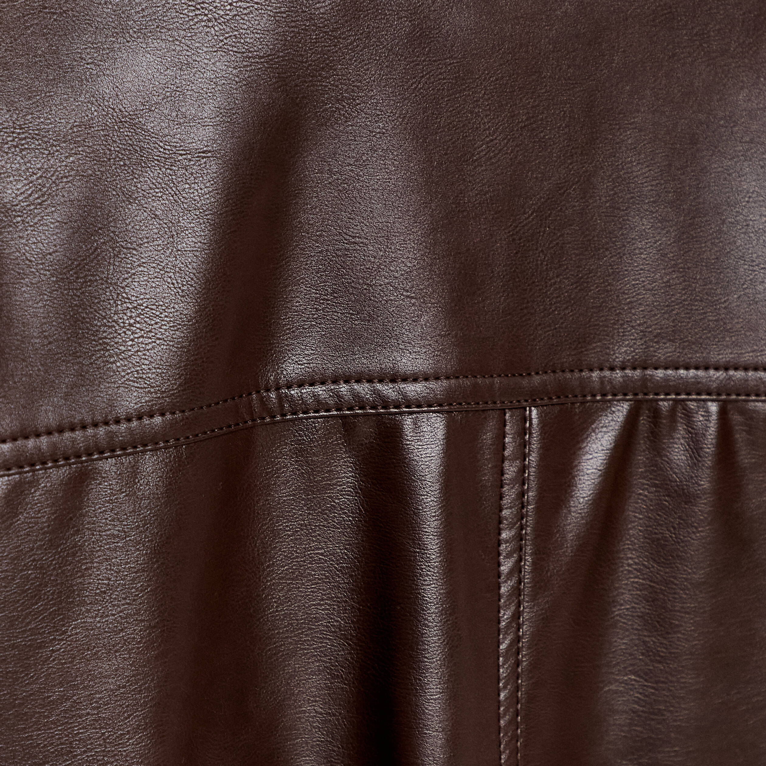 Veste effet boule manches longues marron fonc&eacute; femme