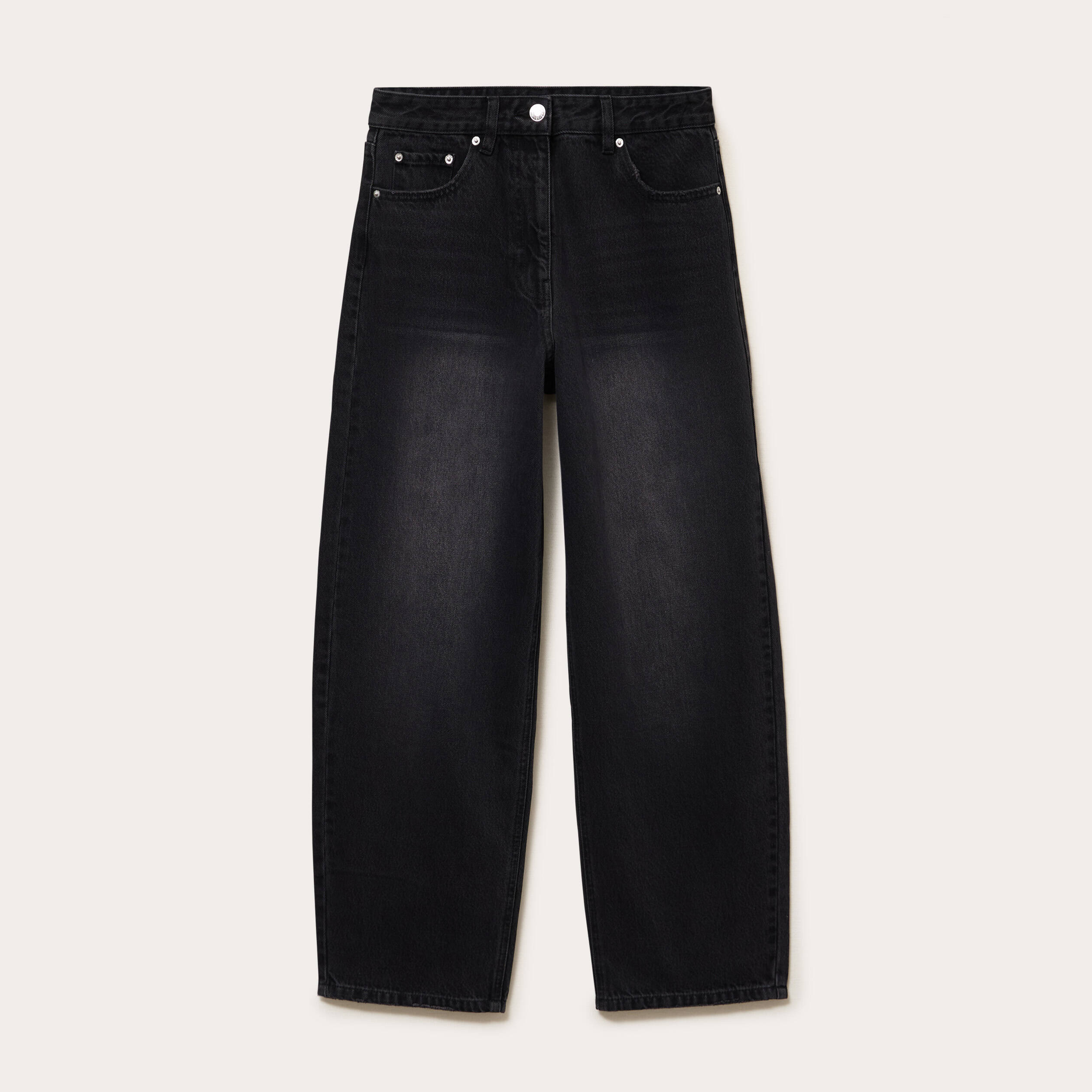 Jean barrel taille standard denim noir femme