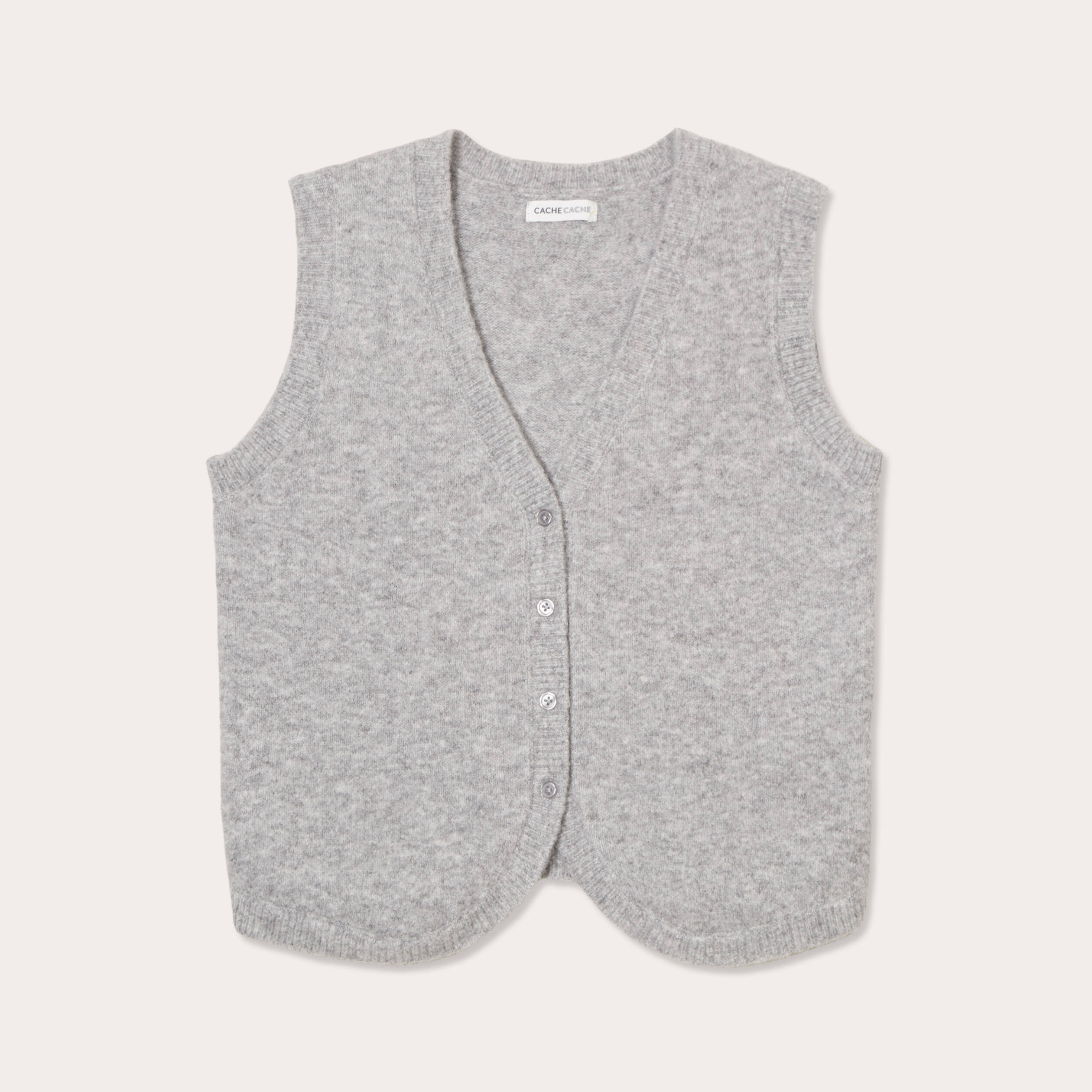 Gilet sans manches ajust&eacute; gris clair femme