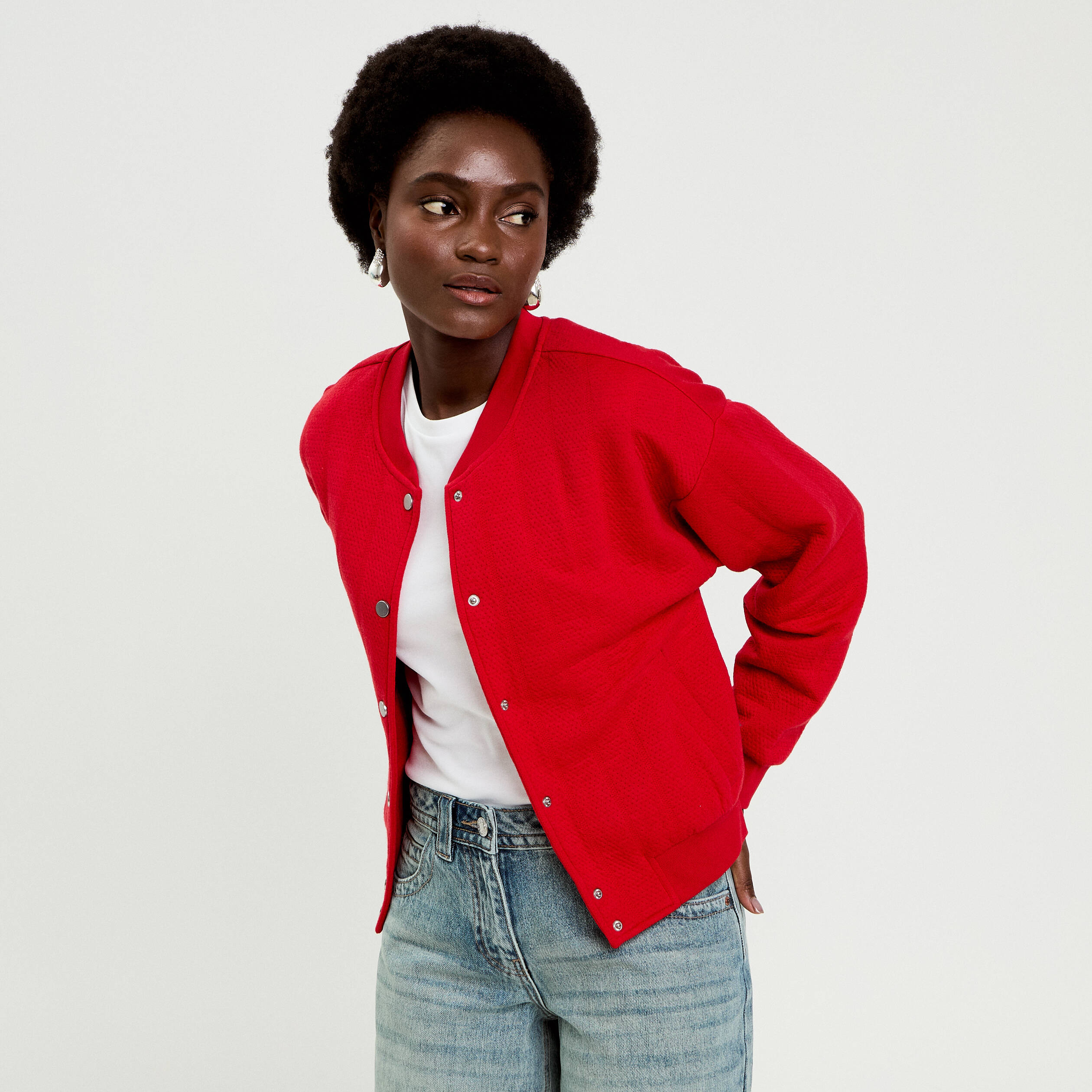 Veste manches longues rouge femme
