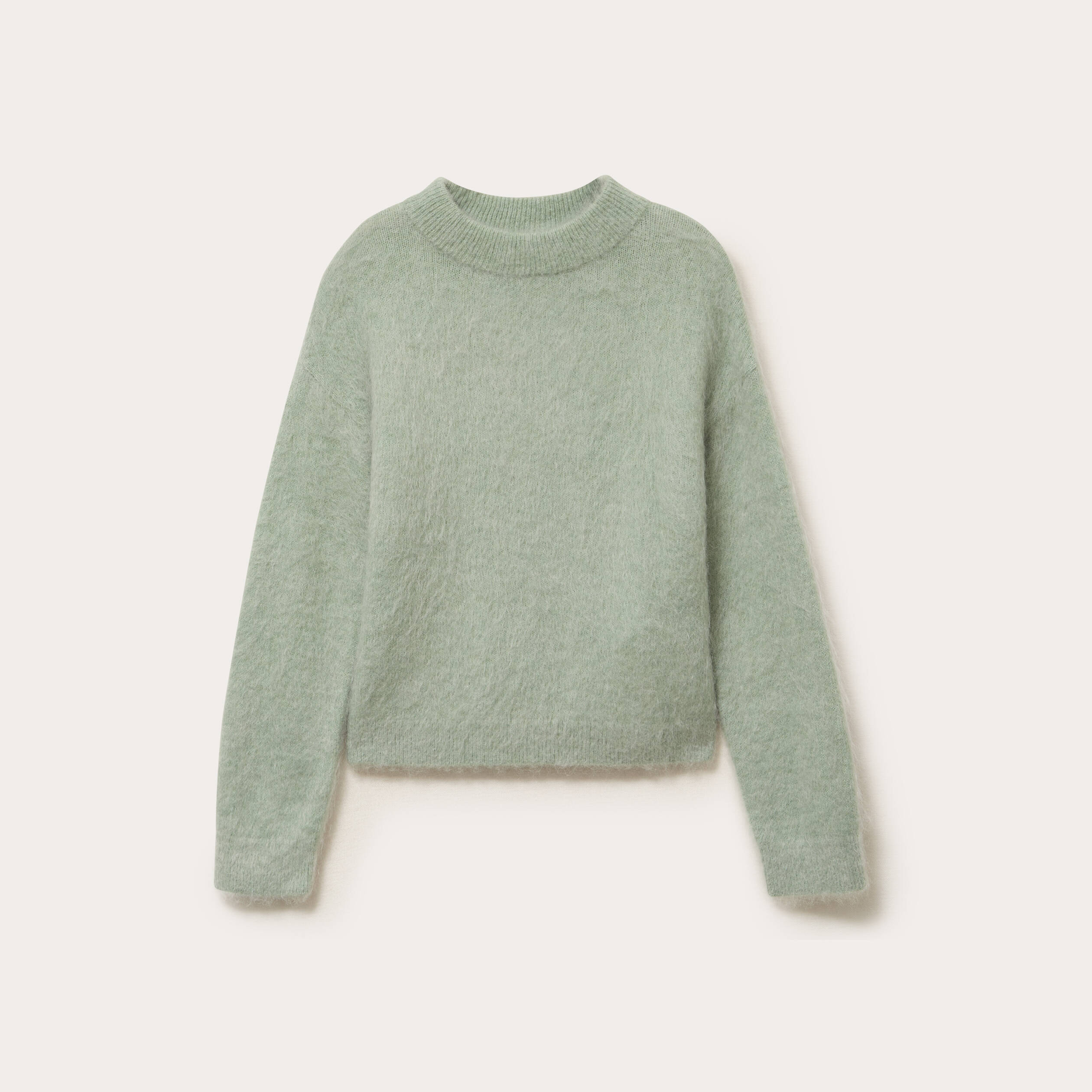 Pull duveteux vert pastel femme