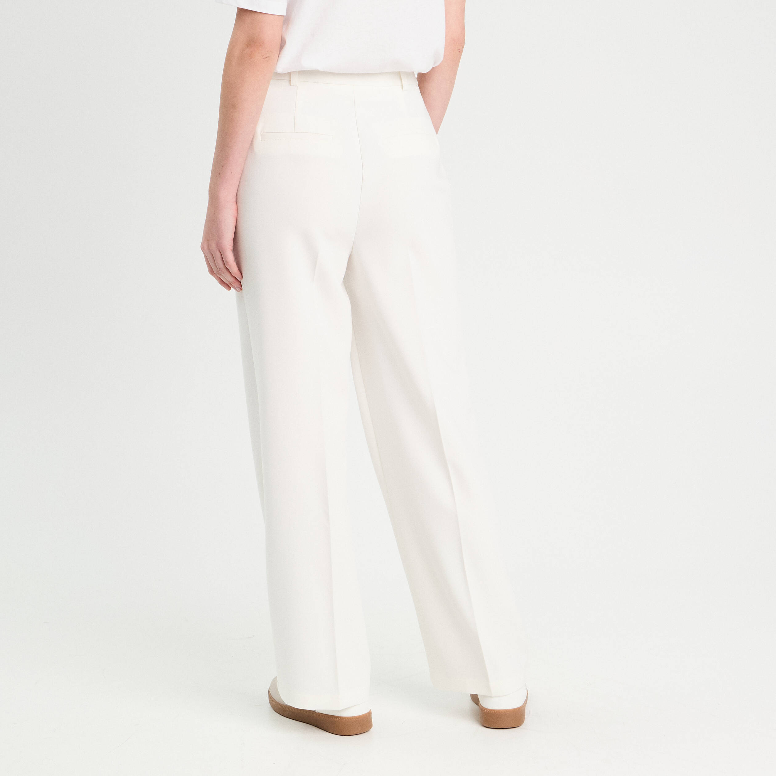 Pantalon city large ecru femme