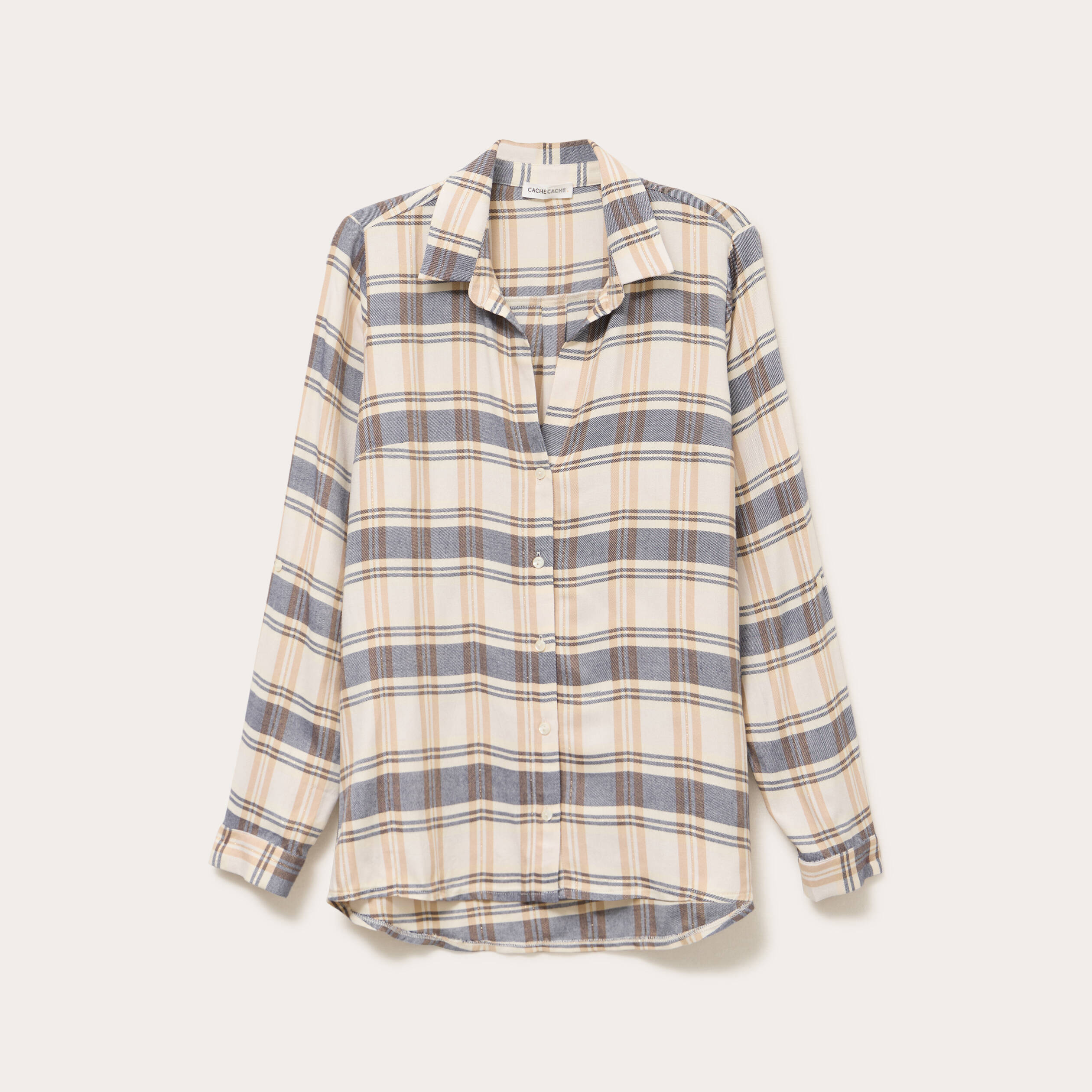 Chemise manches longues bleu femme