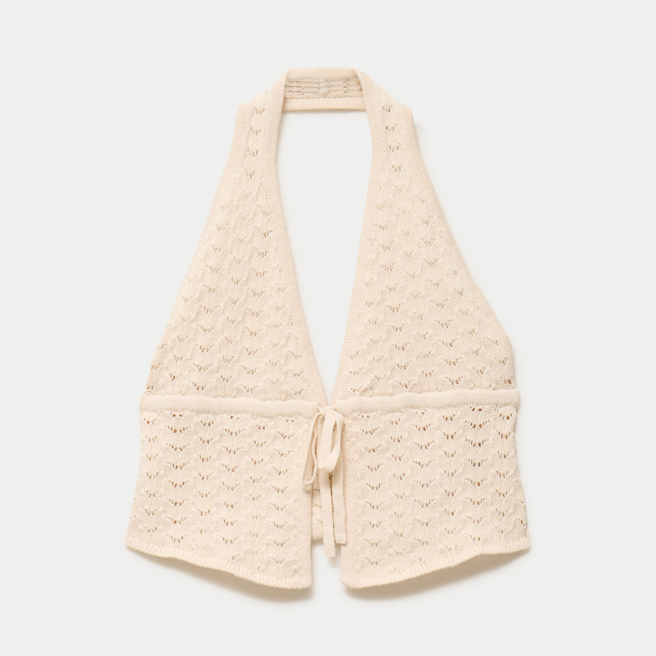 Top ajour&eacute; ecru femme