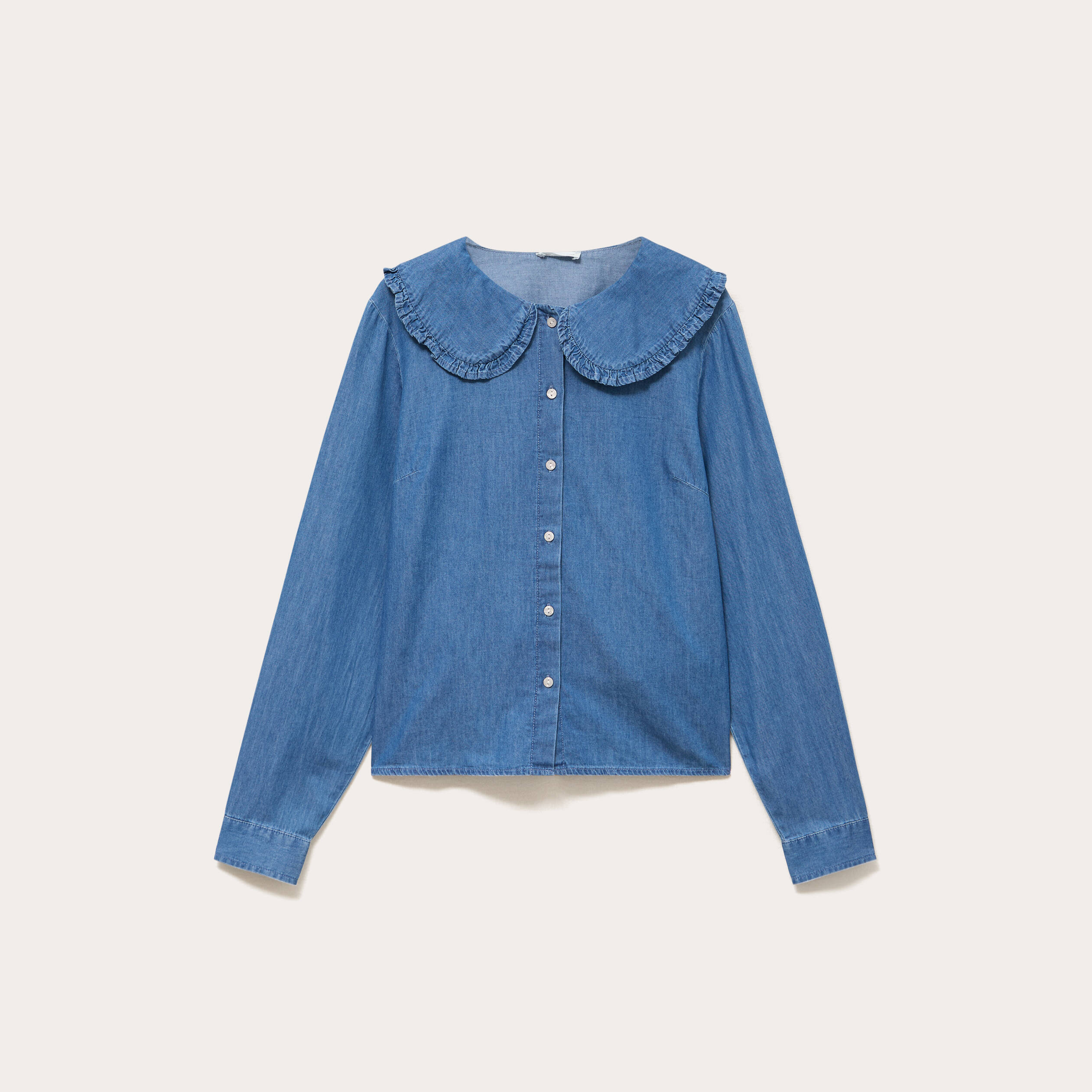 Blouse col claudine denim double stone femme