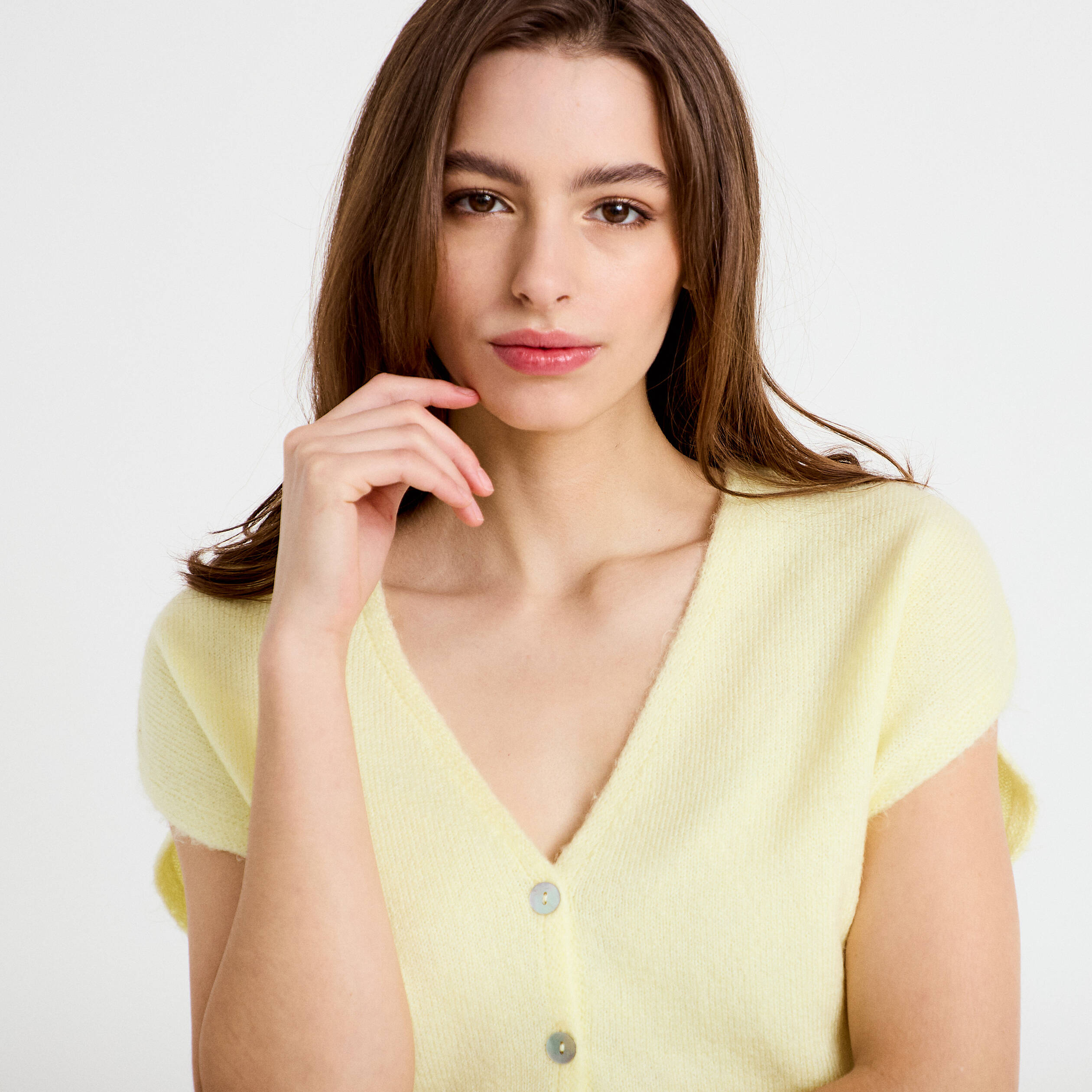 Gilet sans manches jaune clair femme