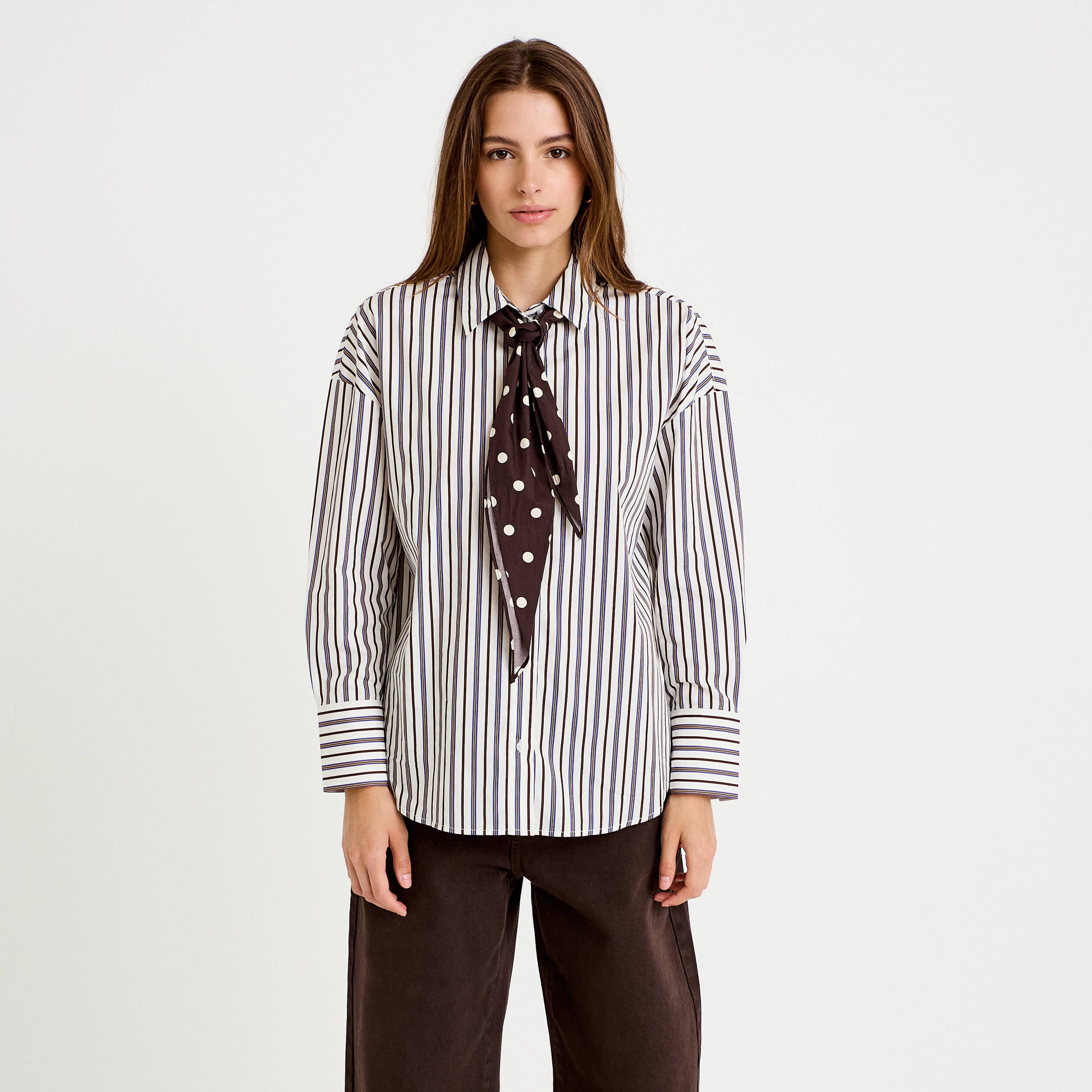 Chemise oversize manches longues blanc femme