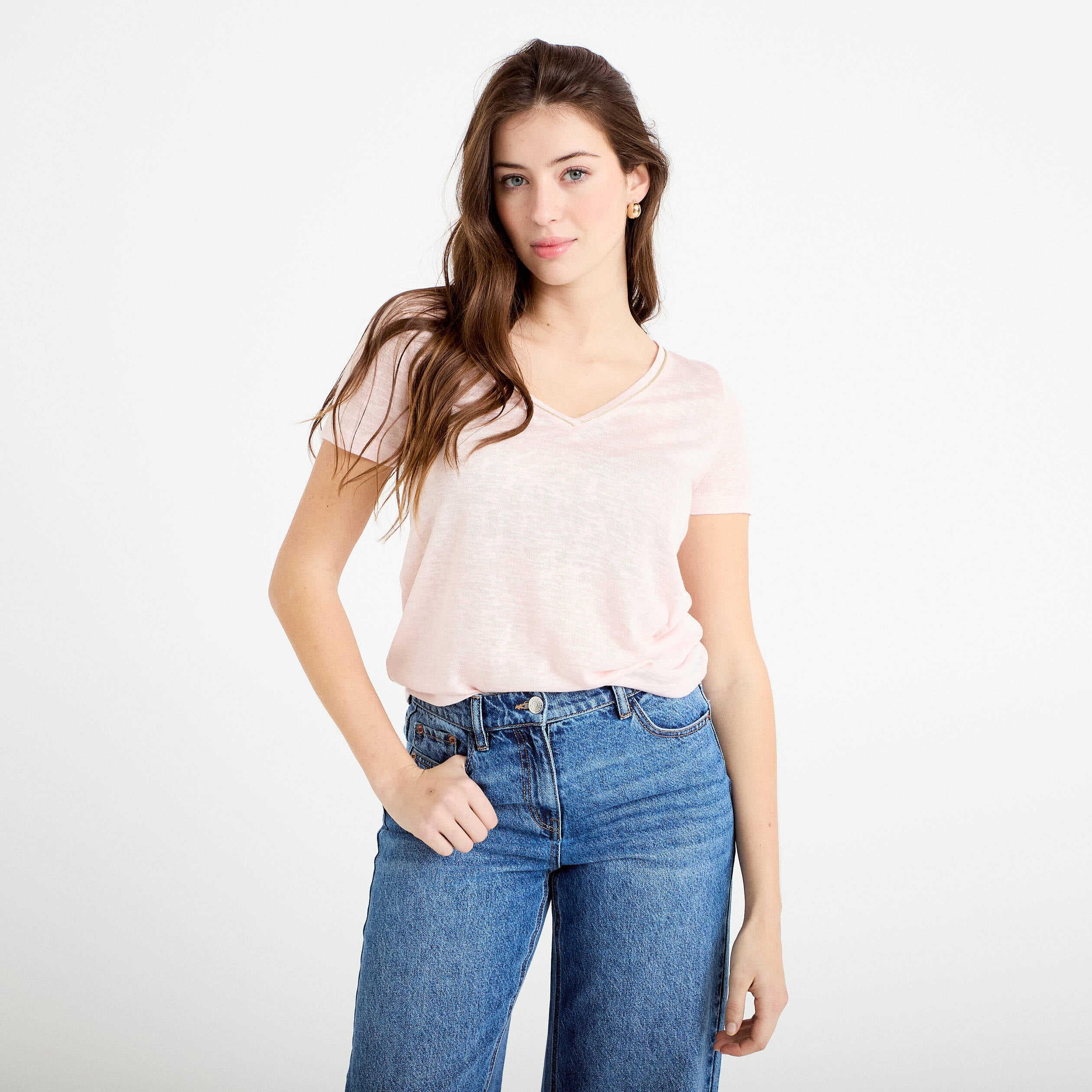 T-shirt manches courtes iris&eacute; rose clair femme