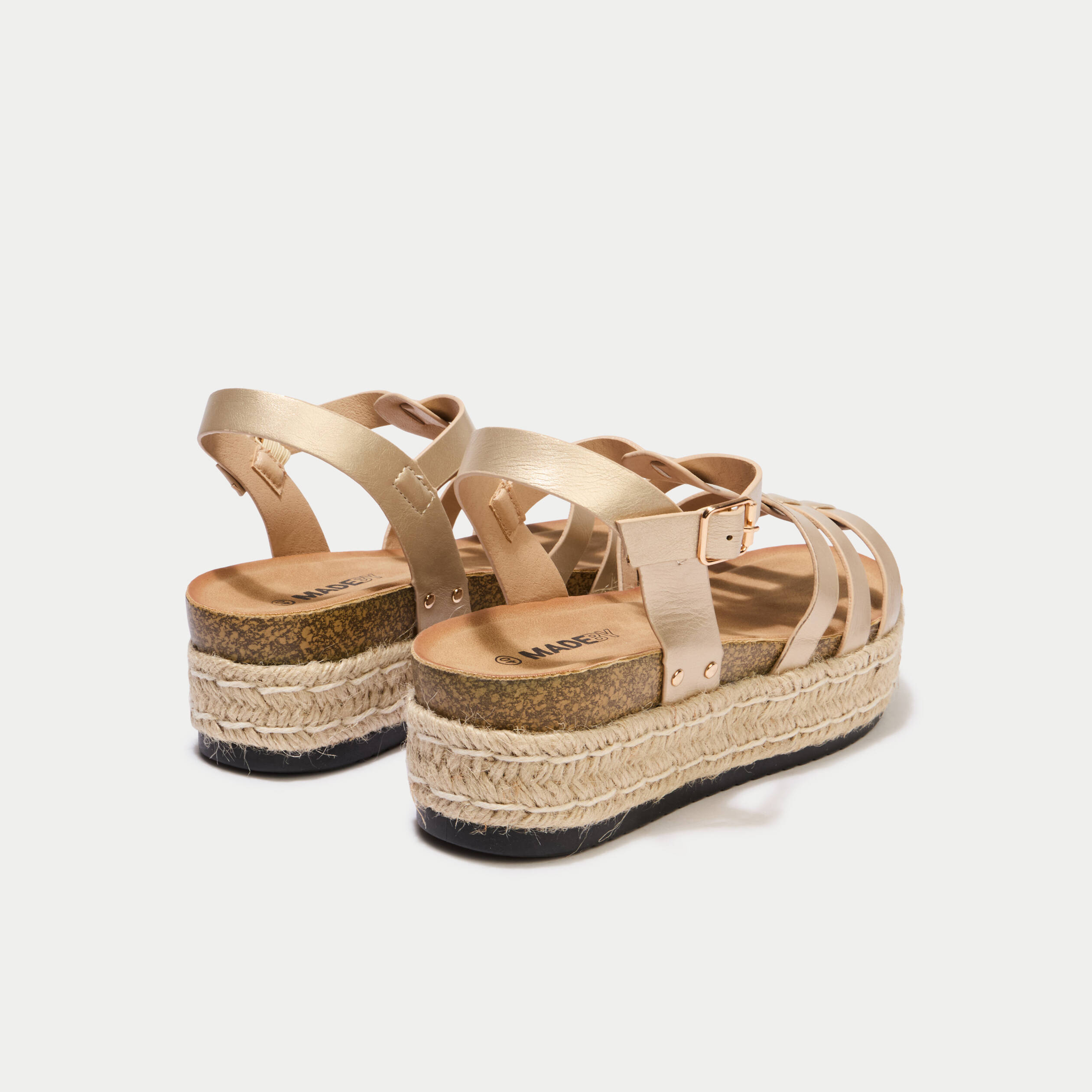 Sandales &agrave; talon couleur or femme