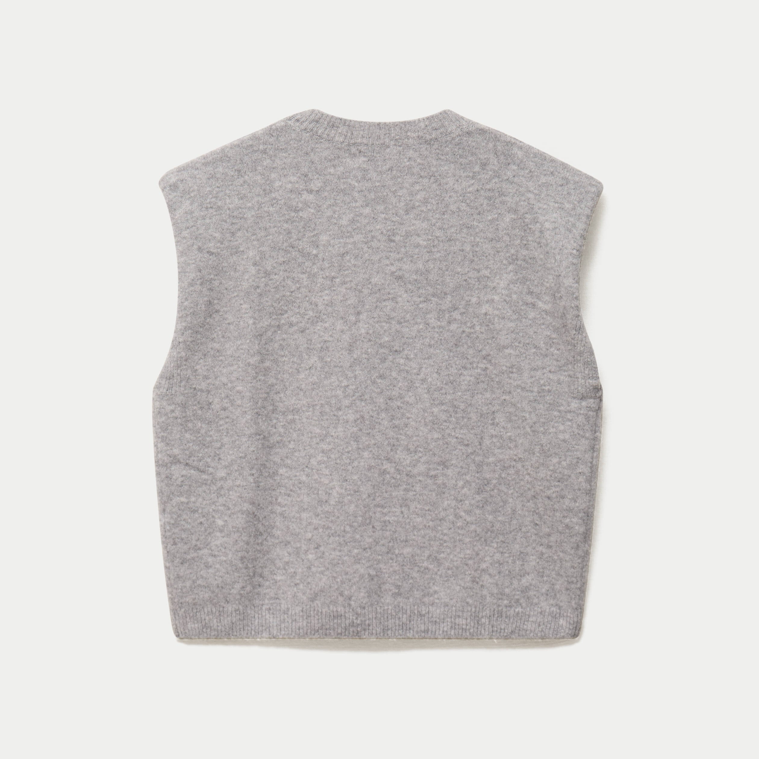 Pull sans manches col rond gris clair femme