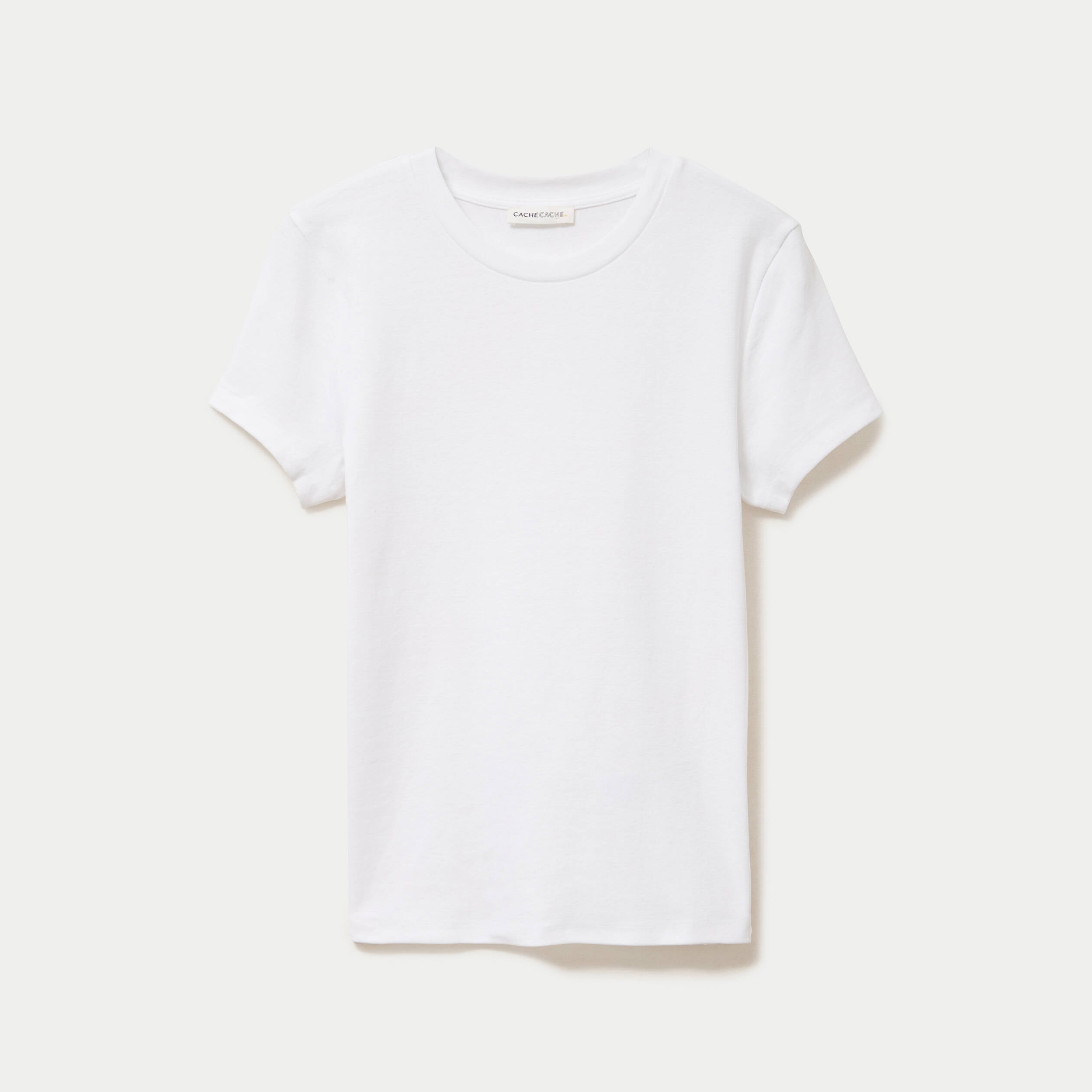 Top ajust&eacute; col rond manches courtes blanc femme