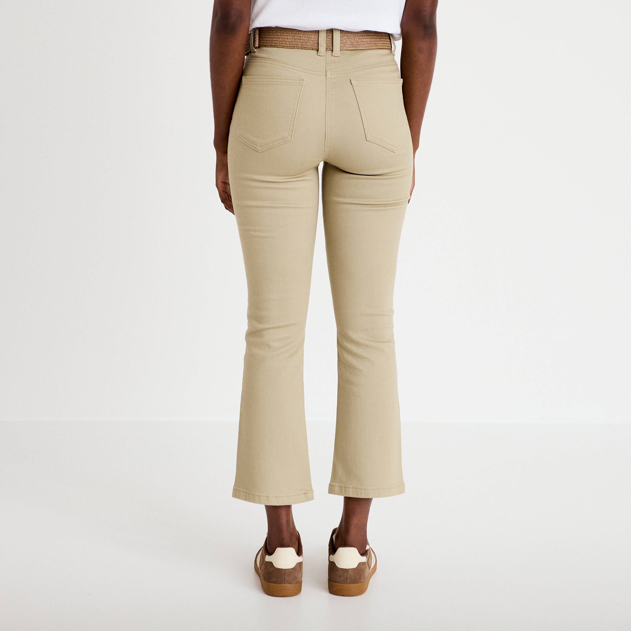 Jean bootcut cropped taille haute vert femme